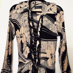 Jennifer L Loyd Lace-Up Printed Blouse